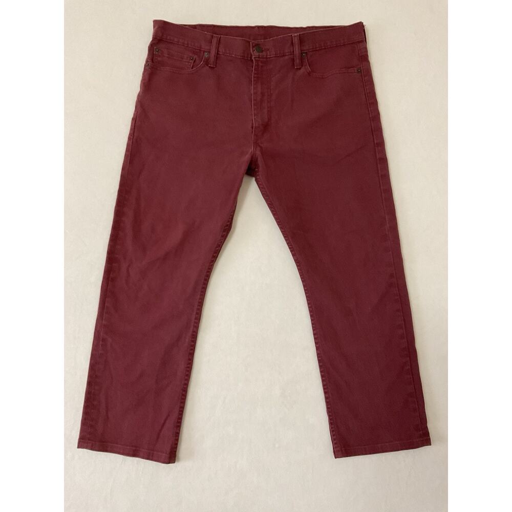 Levis Jeans Mens 38 x 30 MaroonBurgundy 513 Slim Straight Stretch (36x 26) Fit